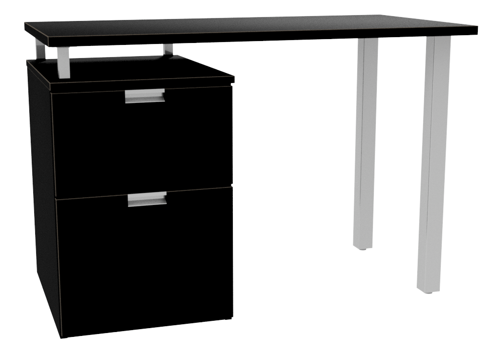 Urban Pedestal Desk with Metal Open Leg End, 1 Box Drawer & 1 File Drawer, 45"W